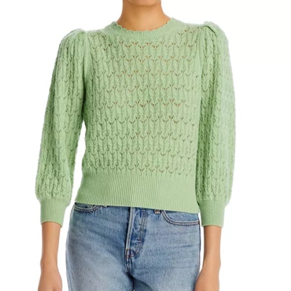 NWT Alice + Olivia Doris Pointelle Knit Sweater